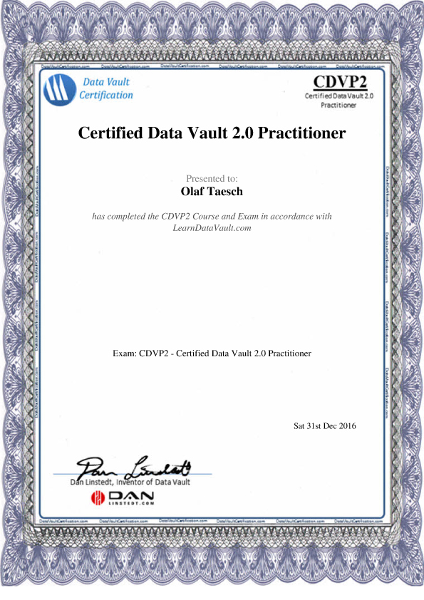Zertifikat Data Vault 2